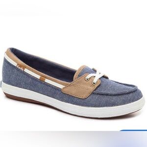 Keds Ortholite Denim and Tan Casual Loafers Sz 6